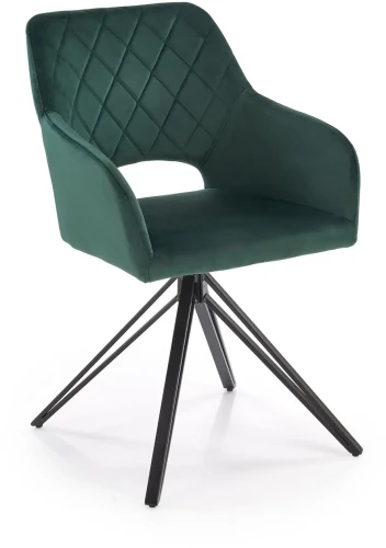 Krzesło K535 obrotowe do jadalni ciemny zielony/czarny