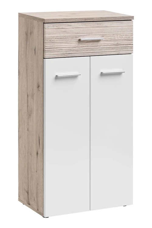 Komoda Gustavo 60 cm z szufladą do przedpokoju dąb wellington/biały połysk