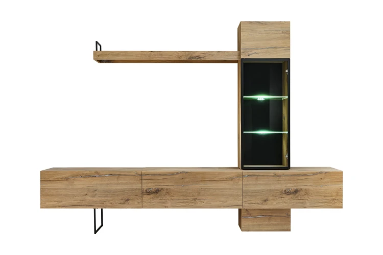 Meblościanka Rise 240 cm z oświetleniem LED do salonu dąb flagstaff