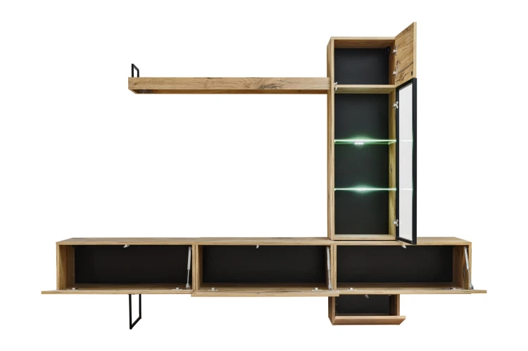 Meblościanka Rise 240 cm z oświetleniem LED do salonu dąb flagstaff