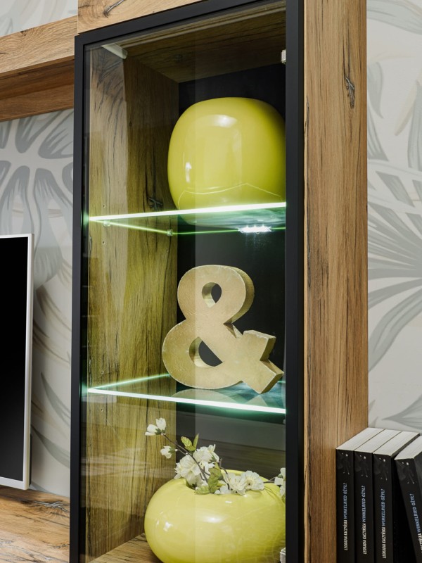 Meblościanka Rise 240 cm z oświetleniem LED do salonu dąb flagstaff