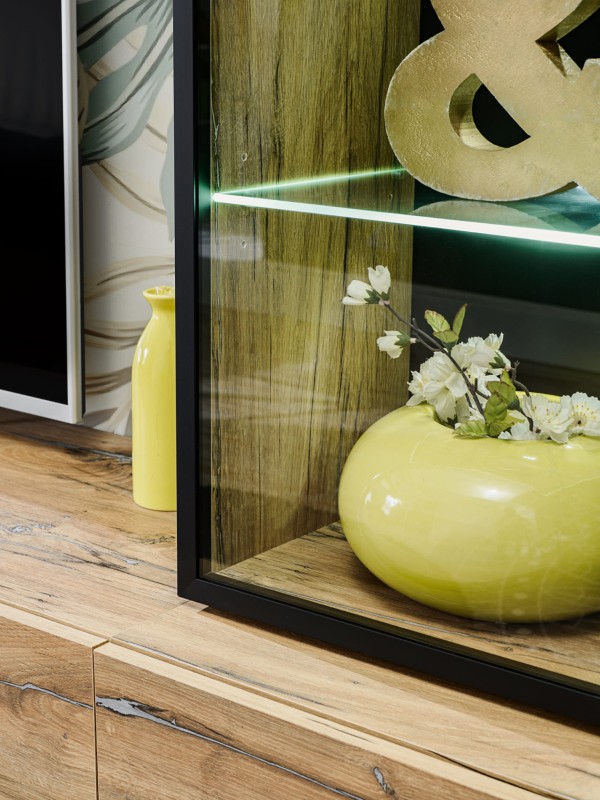 Meblościanka Rise 240 cm z oświetleniem LED do salonu dąb flagstaff