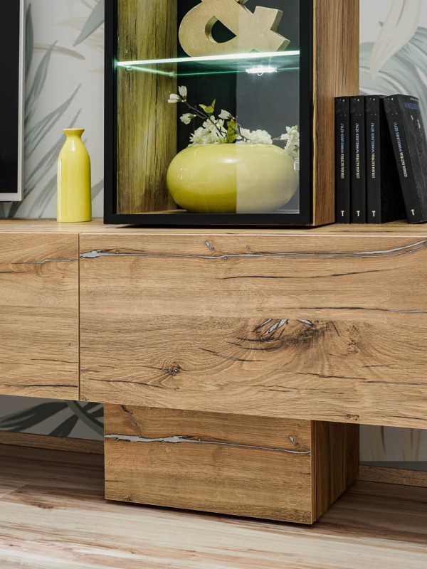 Meblościanka Rise 240 cm z oświetleniem LED do salonu dąb flagstaff