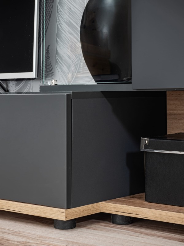 Meblościanka Silk II 240 cm zestaw 4 elementy z LED do salonu antracyt