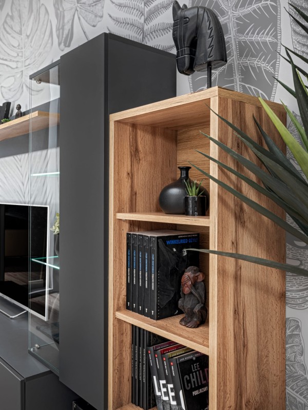 Meblościanka Silk II 240 cm zestaw 4 elementy z LED do salonu antracyt