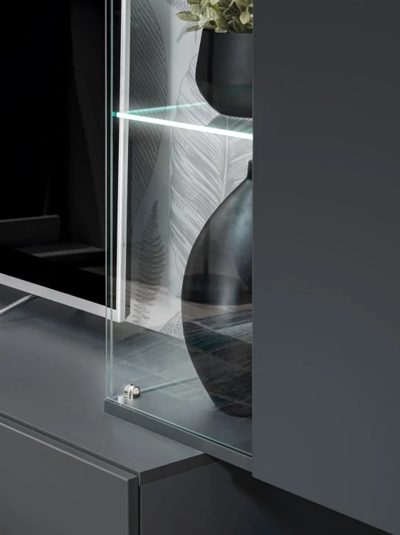 Meblościanka Silk II 240 cm zestaw 4 elementy z LED do salonu antracyt