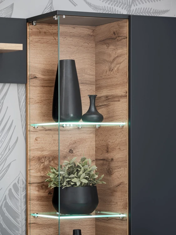 Meblościanka Silk II 240 cm zestaw 4 elementy z LED do salonu antracyt