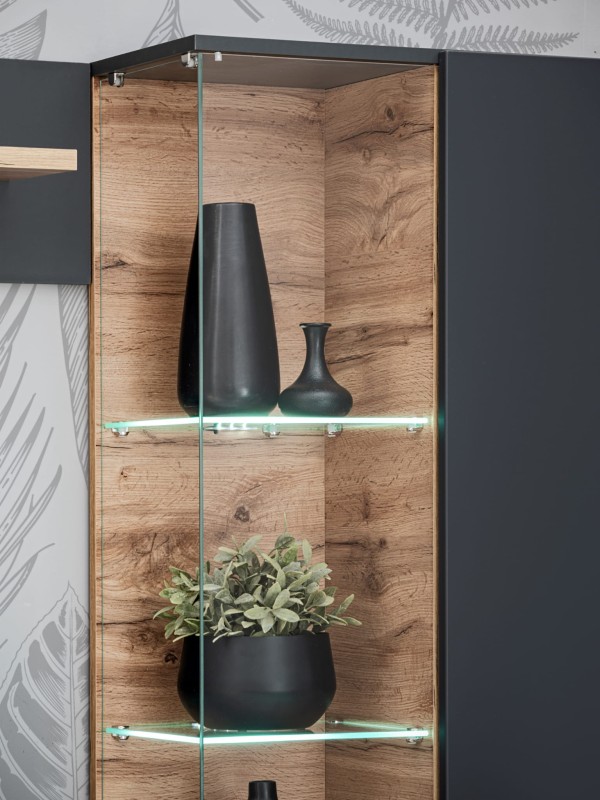 Meblościanka Silk II 240 cm zestaw 4 elementy z LED do salonu antracyt