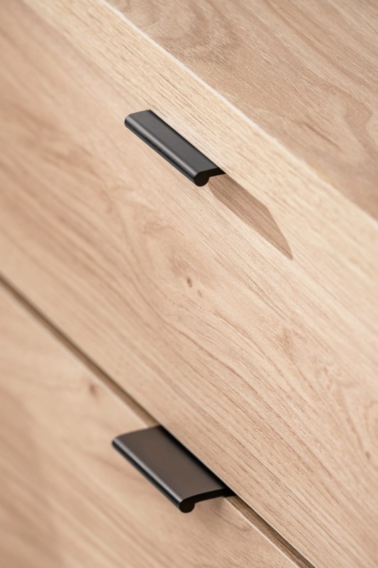 Komoda Pedro 90 cm z lamelami do przedpokoju hickory jackson/czarny