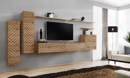 Meblościanka Switch Lamel I zestaw 7 elementów do salonu