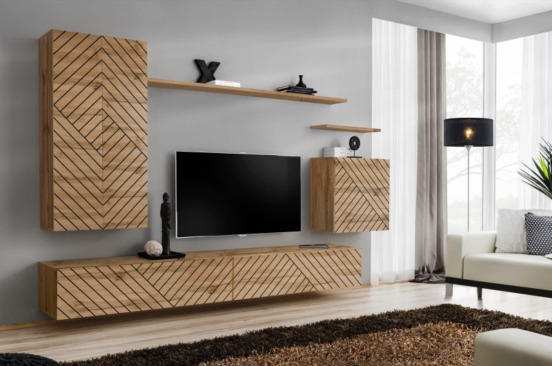 Meblościanka Switch Lamel II zestaw  7 elementów do salonu wotan