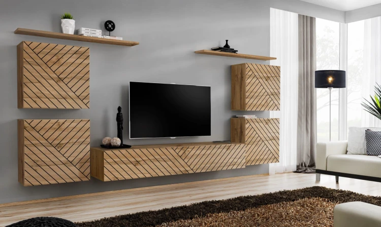 Meblościanka Switch Lamel IV zestaw 7 elementów do salonu wotan