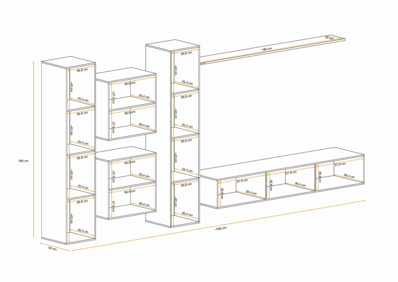 Meblościanka Switch Lamel VI zestaw 6 elementów do salonu