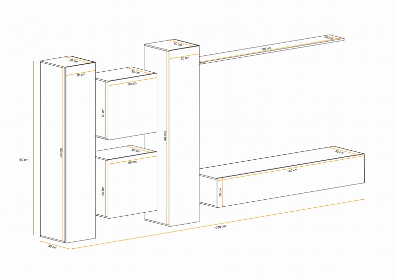 Meblościanka Switch Lamel VI zestaw 6 elementów do salonu
