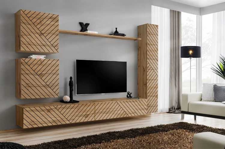 Meblościanka Switch Lamel VIII zestaw z frezowanymi frontami 6 elementów do salonu wotan