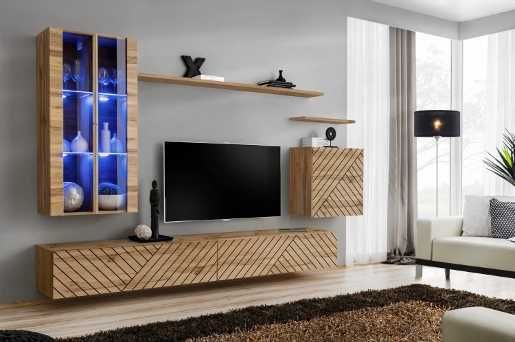 Meblościanka Switch Lamel XII zestaw z oświetleniem LED  do salonu wotan