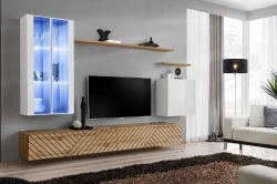 Meblościanka Switch Lamel XII zestaw z oświetleniem LED do salonu