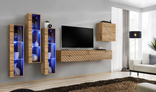Meblościanka Switch Lamel XIII zestaw z oświetleniem LED  do salonu wotan