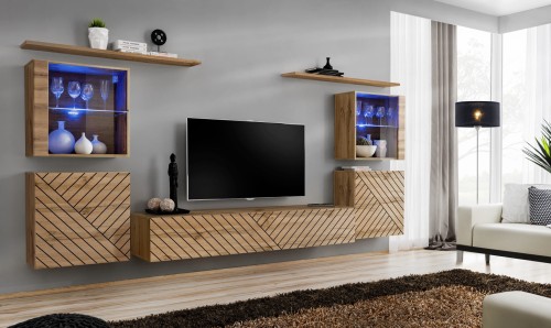 Meblościanka Switch Lamel XIV zestaw z oświetleniem LED  do salonu wotan