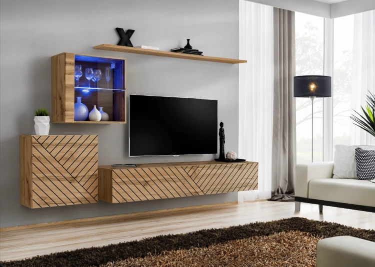 Meblościanka Switch Lamel XV zestaw z oświetleniem LED  do salonu wotan