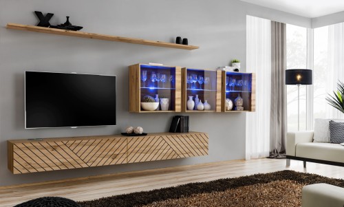 Meblościanka Switch Lamel XVI zestaw z oświetleniem LED  do salonu wotan