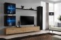 Meblościanka Switch Lamel XVIII zestaw z oświetleniem LED do salonu czarny/wotan
