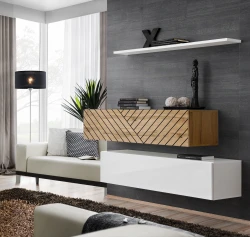 Komoda wisząca Switch Lamel II zestaw z półką do salonu