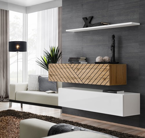 Komoda wisząca Switch Lamel II zestaw z półką do salonu