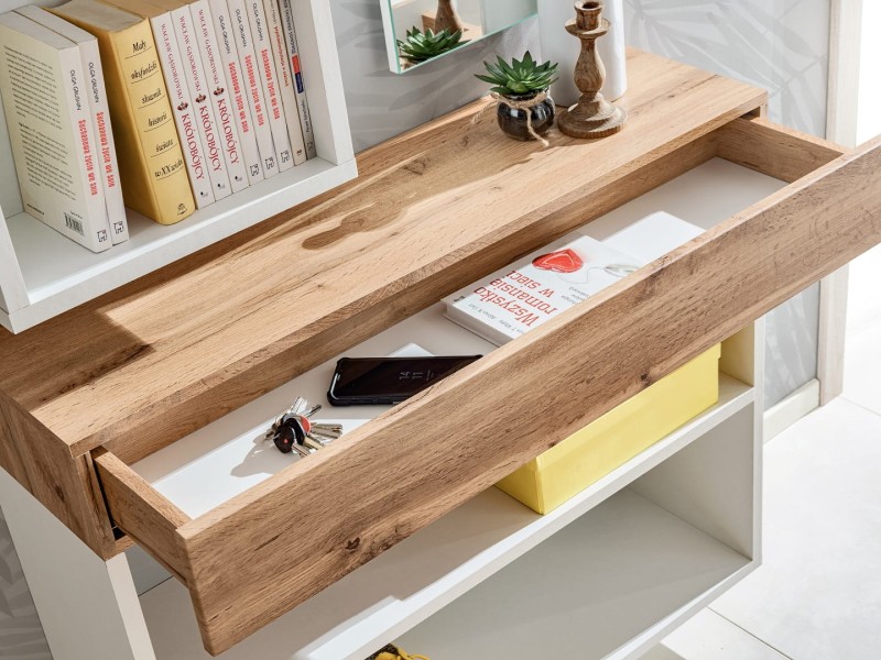 Konsola Easy VIII 100 cm z szufladą do przedpokoju dąb wotan/biały