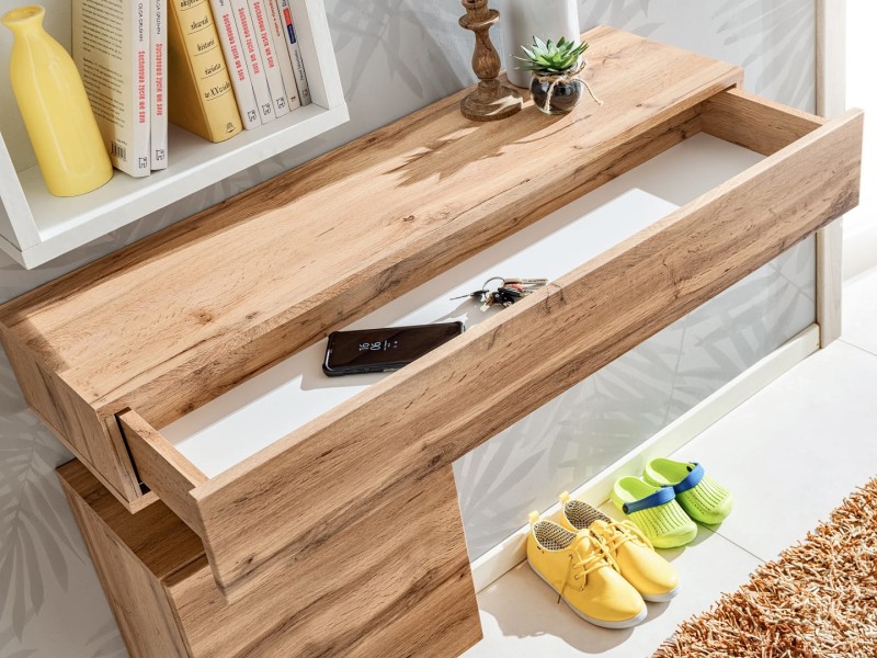 Konsola Easy VIII 100 cm z szufladą do przedpokoju dąb wotan/biały