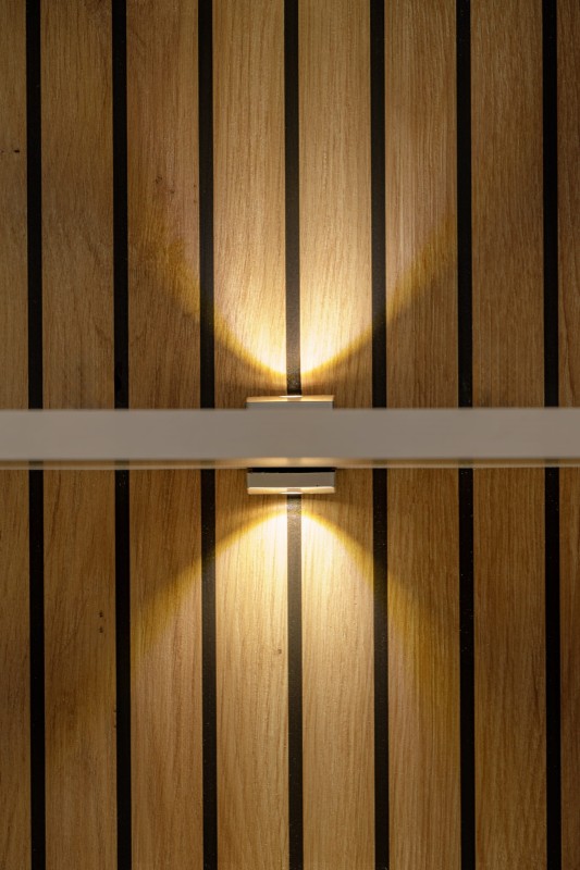 Meblościanka Gusto LUX B z oświetleniem LED do salonu kaszmir/dąb artisan