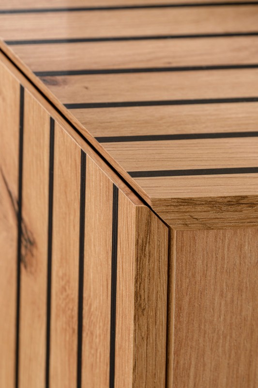 Meblościanka Solo zestaw 3 elementy do salonu kaszmir/dąb artisan/czarne paski