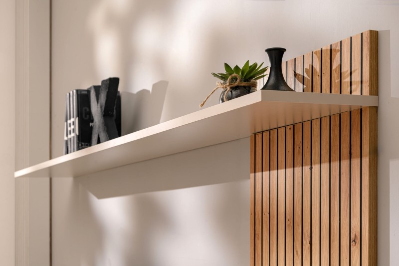 Meblościanka Solo zestaw 3 elementy do salonu kaszmir/dąb artisan/czarne paski