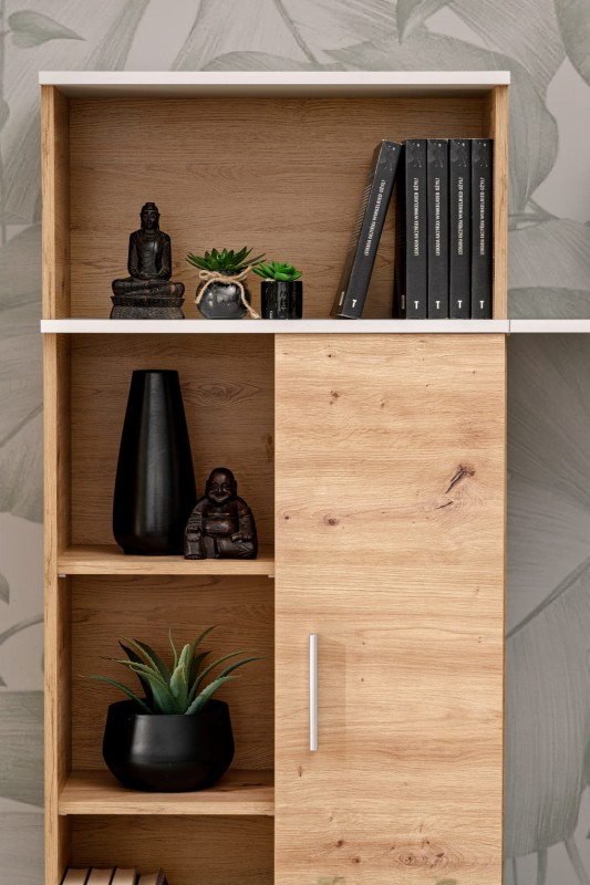 Meblościanka Roi zestaw 3 elementy do salonu perla gray/dąb artisan