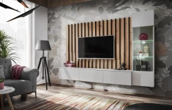 Meblościanka Verti z oświetleniem LED panel ścienny z lamelami do salonu