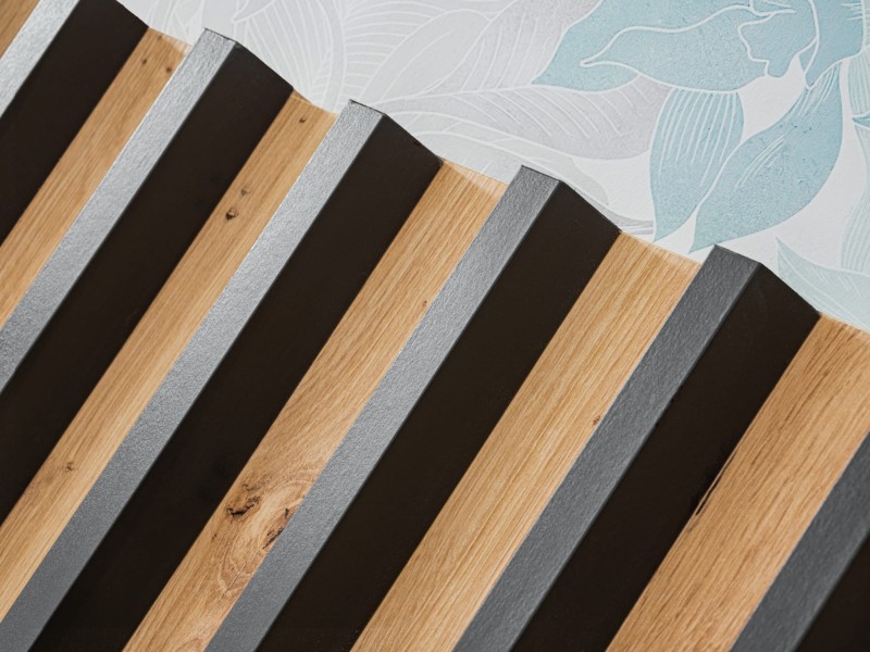 Meblościanka Verti II panel ścienny z lamelami szafka RTV zestaw do salonu