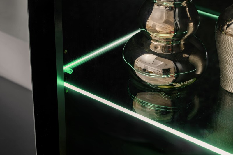 Szafka RTV Cameron 163 cm z LED do salonu czarny/hickory jackson