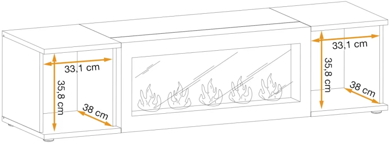 Szafka RTV Cameron 163 cm z biokominkiem do salonu czarny/hickory jackson