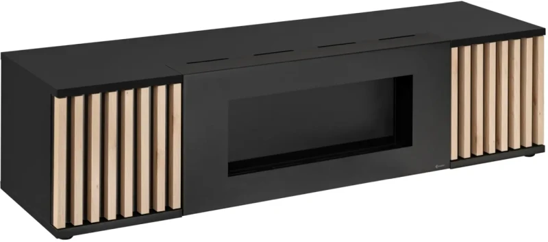 Szafka RTV Cameron 163 cm z biokominkiem do salonu czarny/hickory jackson