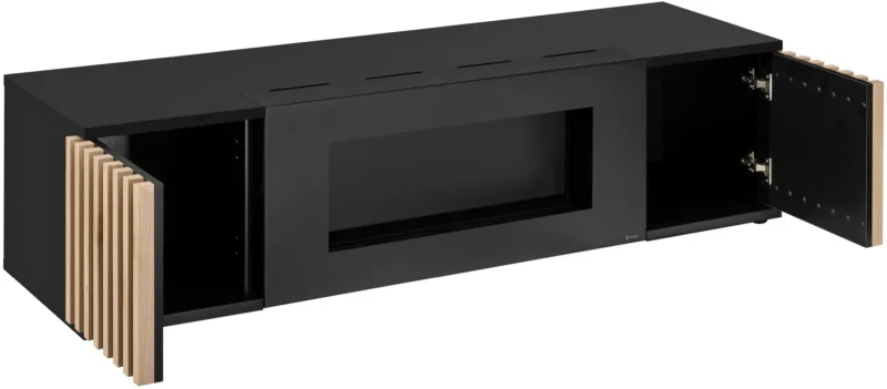 Szafka RTV Cameron 163 cm z biokominkiem do salonu czarny/hickory jackson