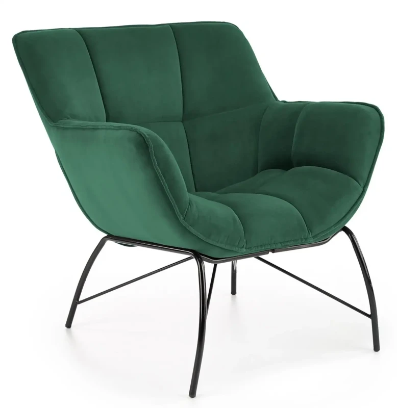 Fotel wypoczynkowy Belton do salonu ciemny zielony