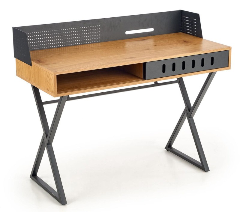 Biurko B43 z szufladą dąb złoty / czarny