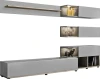Meblościanka Silk 240 cm zestaw 6 elementów z oświetleniem LED do salonu szary