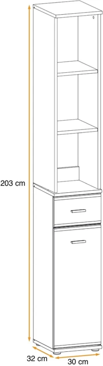 Regał Amario 30 cm wąski z szufladą do przedpokoju dąb sonoma