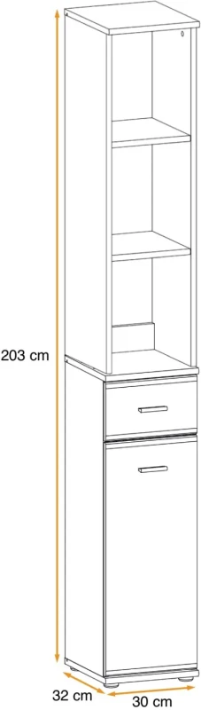 Regał Amario 30 cm wąski z szufladą do przedpokoju dąb sonoma