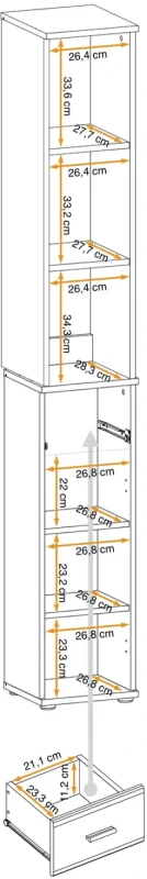 Regał Amario 30 cm wąski z szufladą do przedpokoju dąb sonoma