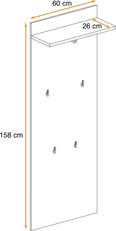 Wieszak ścienny Gustavo 60 cm z półką do przedpokoju dąb wellington