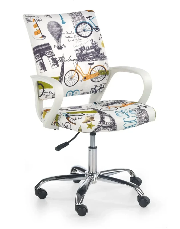 Fotel obrotowy Ibis Paris młodzieżowy biały/wielobarwny