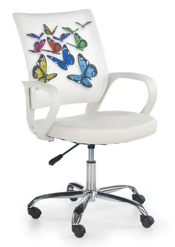 Fotel obrotowy Ibis Butterfly młodzieżowy biały/wielobarwny