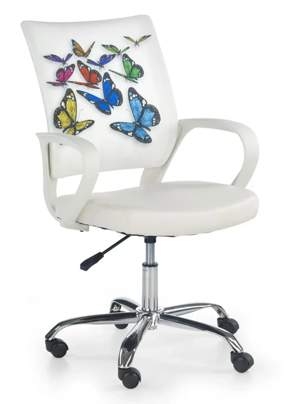 Fotel obrotowy Ibis Butterfly młodzieżowy biały/wielobarwny
